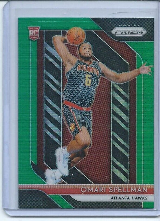 OMARI SPELLMAN 2018-19 PANINI PRIZM GREEN PRIZMS RC #88