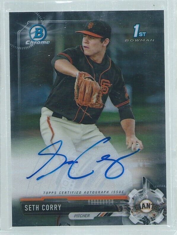 SETH CORRY 2017 BOWMAN 1ST CHROME ON CARD AUTO PROSPECT