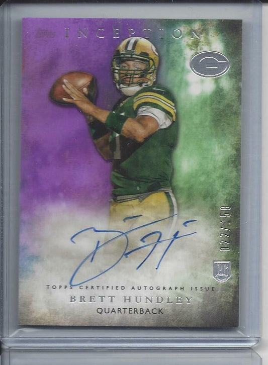 BRETT HUNDLEY 2015 TOPPS INCEPTION PURPLE PACKERS ROOKIE AUTO RC #D /150