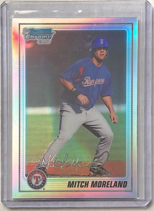 MITCH MORELAND 2010 BOWMAN CHROME 1ST PROSPECT SILVER REFRACTOR #D 753/777