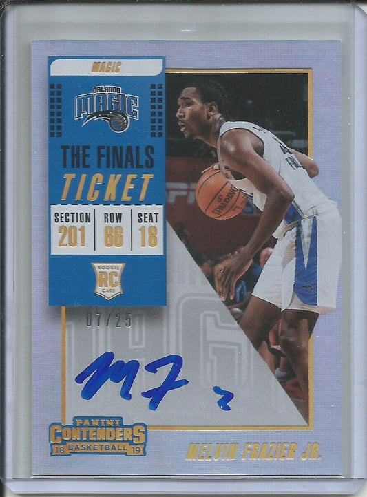 MELVIN FRAZIER JR 2018-19 PANINI CONTENDERS FINALS TICKET AUTO #D 7/25 ROOKIE RC