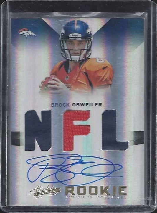BROCK OSWEILER 2012 ABSOLUTE RPM TRIPLE 2 COLOR JERSEY ON CARD AUTO RC #D /299