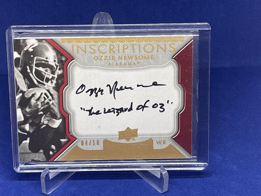 OZZIE NEWSOME 2011 EXQUISITE INSCRIPTION "WIZARD OF OZ" ON CARD AUTO #D 4/10