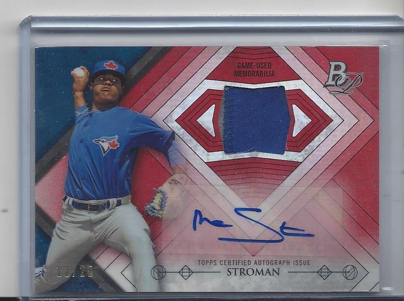 MARCUS STROMAN 2014 BOWMAN PLATINUM RED REFRACTOR PROSPECT PATCH AUTO #D 12/25