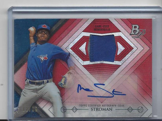 MARCUS STROMAN 2014 BOWMAN PLATINUM RED REFRACTOR PROSPECT PATCH AUTO #D 12/25