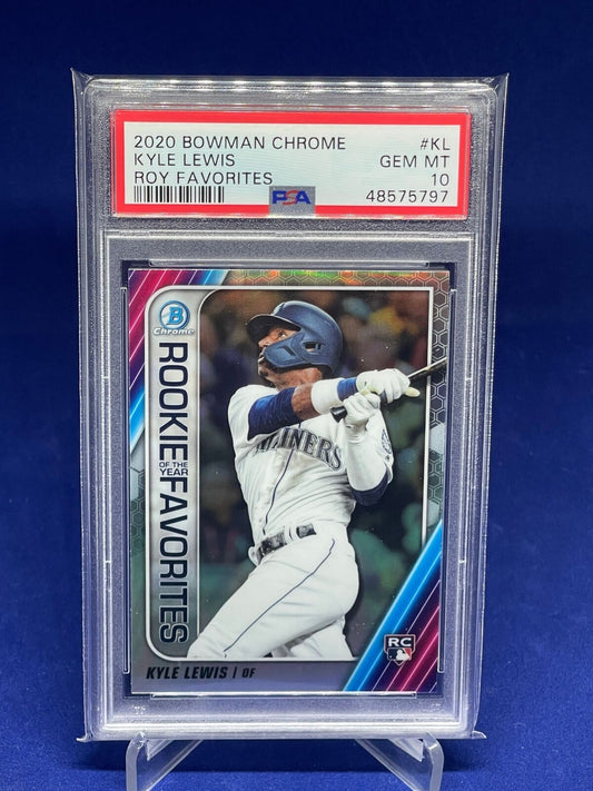 KYLE LEWIS 2020 BOWMAN CHROME ROY FAVORITES REFRACTOR ROOKIE RC PSA 10 GEM MINT
