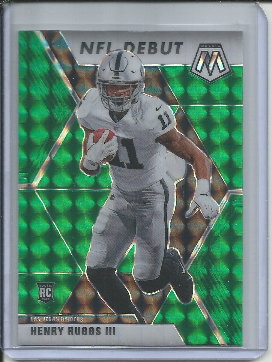 HENRY RUGGS III 2019-20 PANINI MOSAIC NFL DEBUT GREEN PRIZM ROOKIE RC RAIDERS