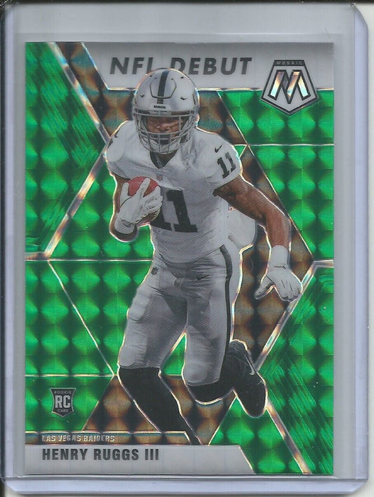 HENRY RUGGS III 2019-20 PANINI MOSAIC NFL DEBUT GREEN PRIZM ROOKIE RC RAIDERS