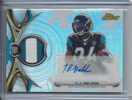 T.J. YELDON 2015 FINEST RPA REFRACTOR 2 COLOR PATCH ROOKIE AUTO RC
