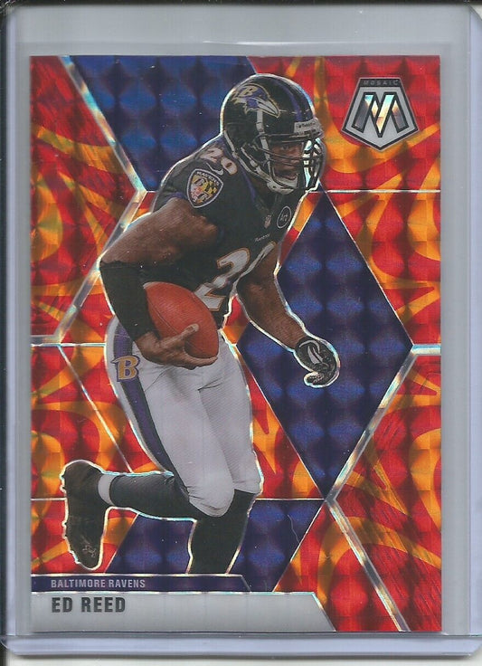 ED REED 2019-20 PANINI MOSAIC REACTIVE ORANGE PRIZM RAVENS