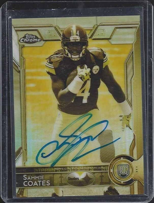 SAMMIE COATES 2015 TOPPS CHROME GOLD SEPIA REFRACTOR ON CARD AUTO RC #D /100