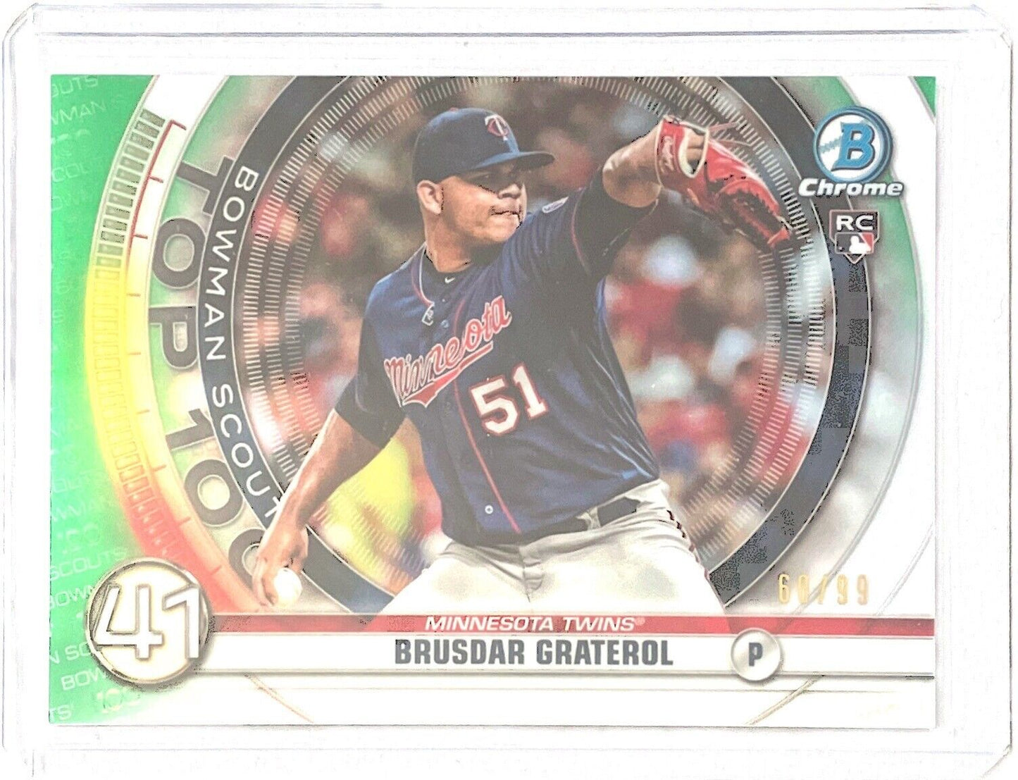 BRUSDAR GRATEROL 2020 BOWMAN CHROME BOWMAN SCOUTS TOP 100 GREEN REFRACTOR #D /99