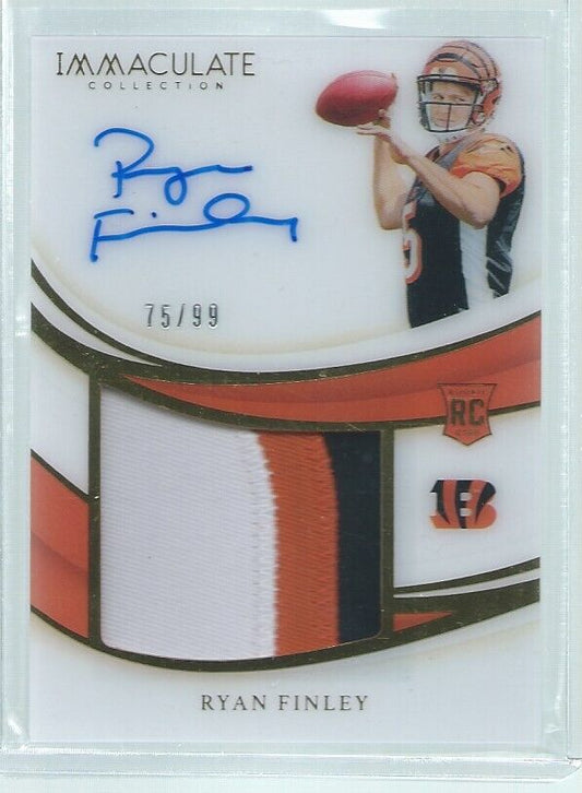 RYAN FINLEY 2019 PANINI IMMACULATE PREMIUM 3 CLR PATCH ON CARD AUTO RC #D 75/99