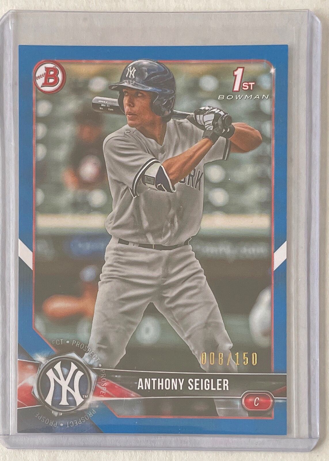 ANTHONY SEIGLER 2018 BOWMAN PAPER 1ST PROSPECT BLUE #D 008/150