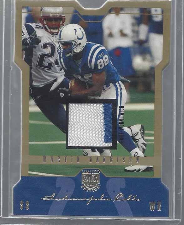 MARVIN HARRISON 2004 SKYBOX L.E. GOLD DIE CUT 2 COLOR PATCH #D 24/50