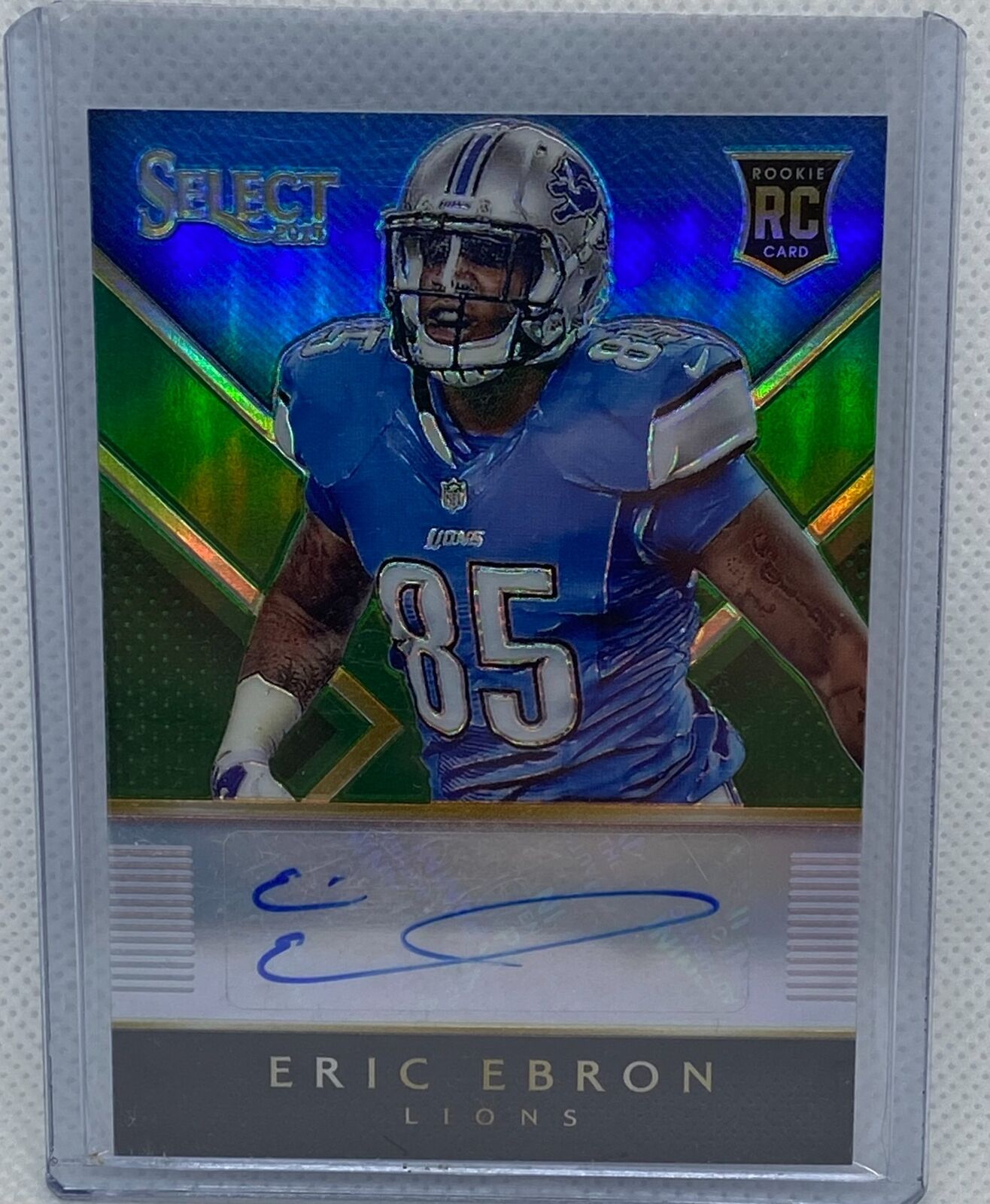 ERIC EBRON 2014 PANINI SELECT GREEN PRIZM ROOKIE AUTO RC #D 5/5