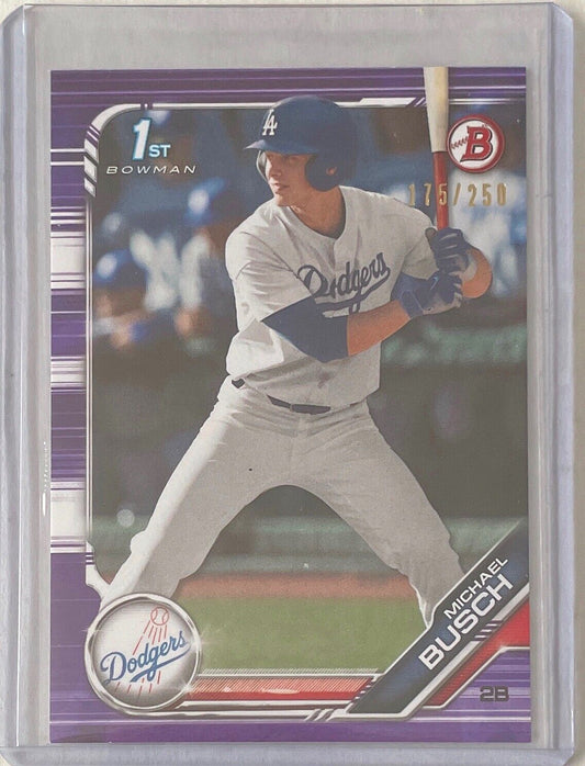 MICHAEL BUSCH 2019 BOWMAN PAPER 1ST PROSPECT PURPLE #D 175/250