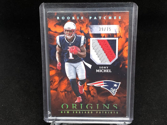 SONY MICHEL 2018 PANINI ORIGINS ORANGE 4 CLR PATCH RC #D 39/75