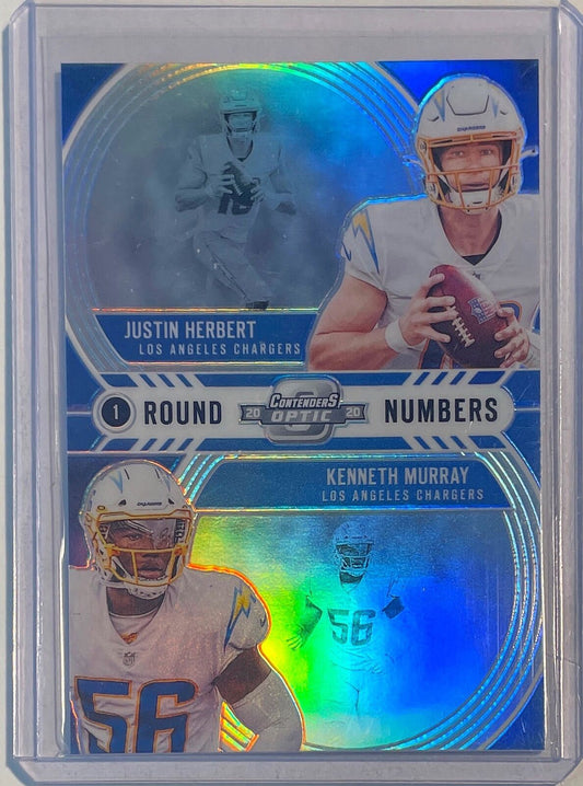 JUSTIN HERBERT KENNETH MURRAY 2020 CONTENDERS OPTIC ROUND NMBRS SILVER PRIZM RC