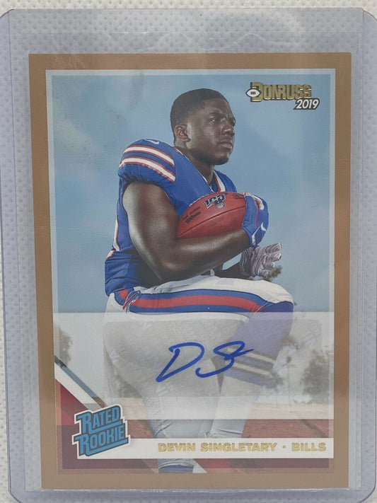 DEVIN SINGLETARY 2019 PANINI DONRUSS BRONZE RATED ROOKIE AUTO RC #328