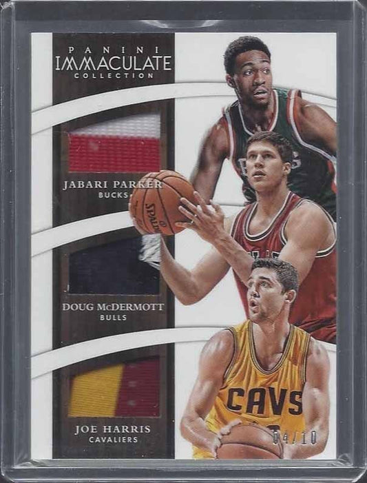 JABARI PARKER DOUG MCDERMOTT HARRIS 2014-15 IMMACULATE TRIPLE PATCH RC #D /10