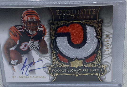 ANDRE CALDWELL 2008 UPPER DECK EXQUISITE RPA PATCH AUTO RC #D /199