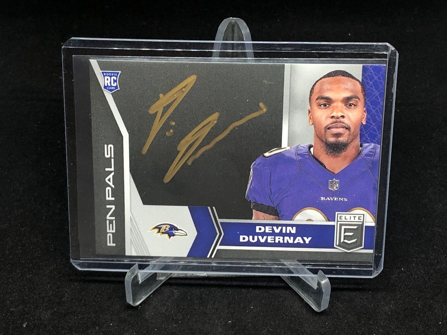 DEVIN DUVERNAY 2020 PANINI DONRUSS ELITE PEN PALS BLACK GOLD INK ON CARD AUTO RC