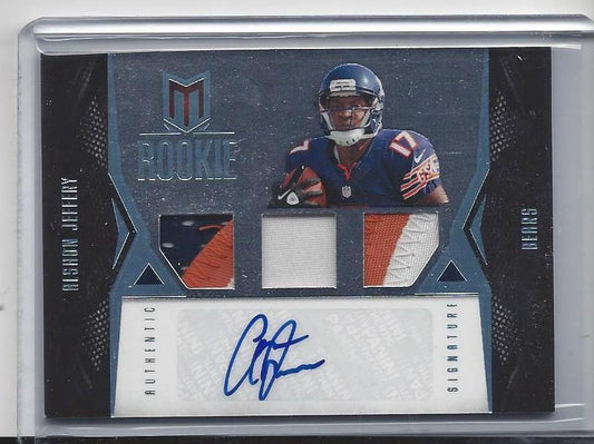 ALSHON JEFFERY 2012 MOMENTUM PLATINUM BLUE TRIPLE 3 COLOR PATCH AUTO RC #D 14/25