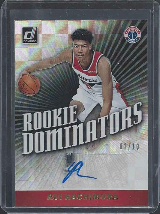 RUI HACHIMURA 2019-20 DONRUSS ROOKIE DOMINATORS BLACK AUTO RC #D 1/10