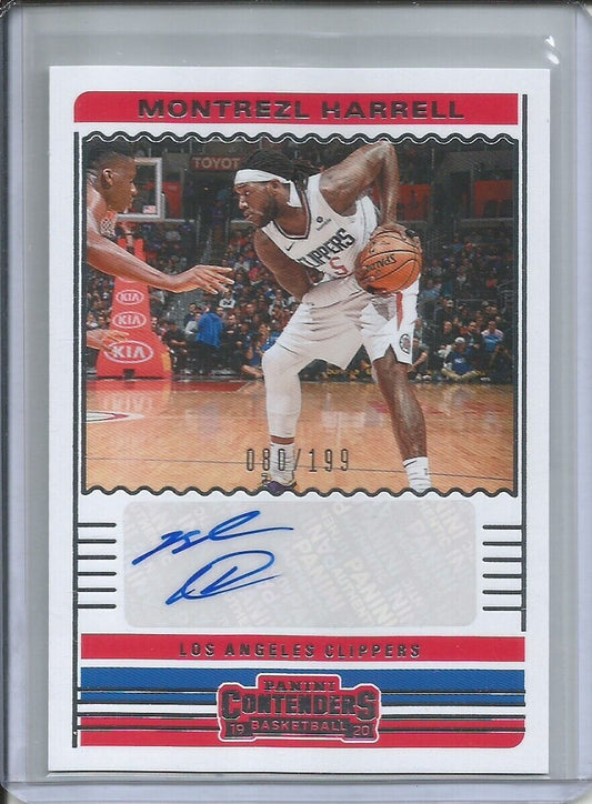 MONTREZL HARRELL 2019-20 PANINI CONTENDERS AUTO #D 80/199 CLIPPERS