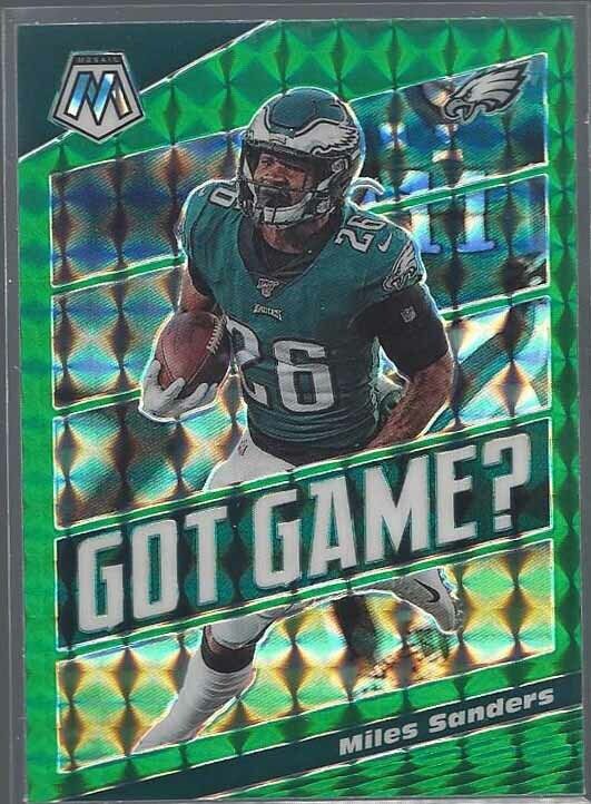 MILES SANDERS 2020 PANINI MOSAIC GOT GAME GREEN PRIZM #7