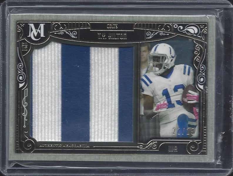 T.Y. HILTON 2015 TOPPS MUSEUM GOLD JUMBO RELIC 2 COLOR COLTS PATCH #D 22/25