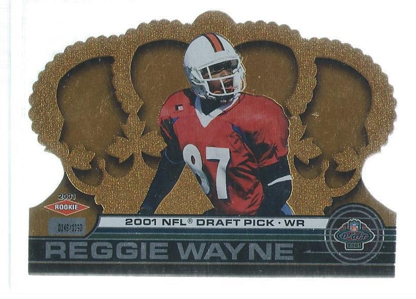 REGGIE WAYNE 2001 PACIFIC CROWN ROYALE DRAFT DIE CUT ROOKIE RC #D 146/1000