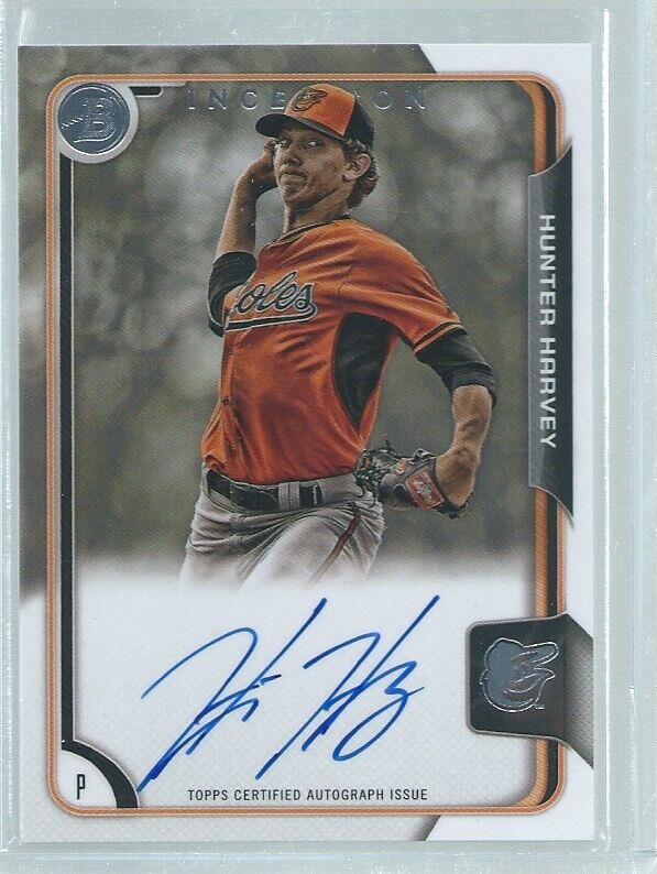 HUNTER HARVEY 2015 BOWMAN INCEPTION ON CARD AUTO PROSPECT