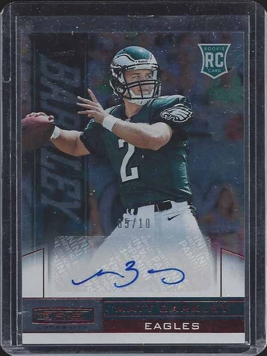 MATT BARKLEY 2013 ROOKIES & STARS LONGEVITY RED ROOKIE AUTO RC #D 5/10
