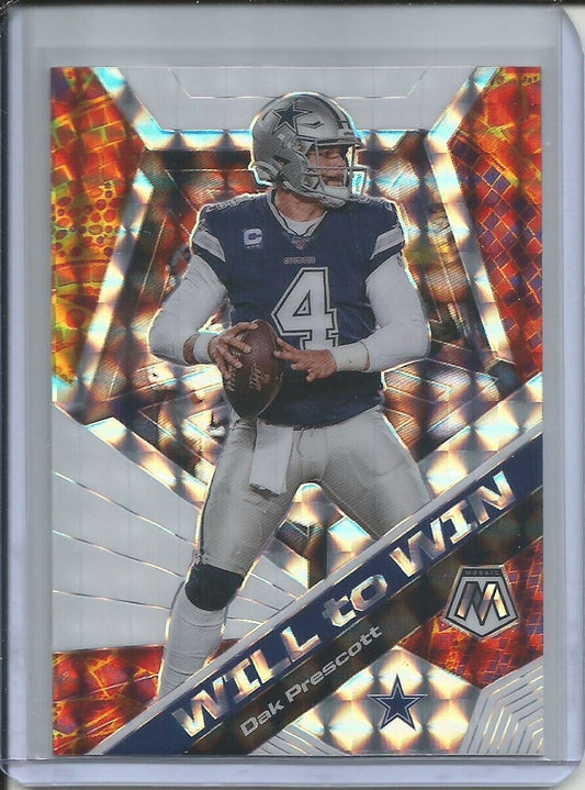 DAK PRESCOTT 2019-20 PANINI MOSAIC WILL TO WIN SILVER MOSAIC PRIZM COWBOYS