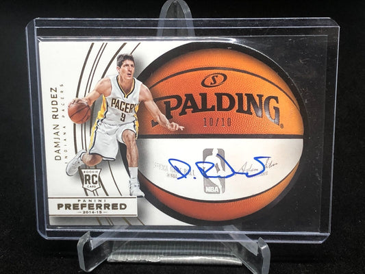 DAMJAN RUDEZ 2014-15 PANINI PREFERRED GOLD ON CARD DIE CUT AUTO RC #D 10/10