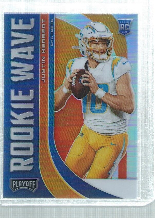 JUSTIN HERBERT 2020 PLAYOFF ROOKIE WAVE PRIZM SILVER RC