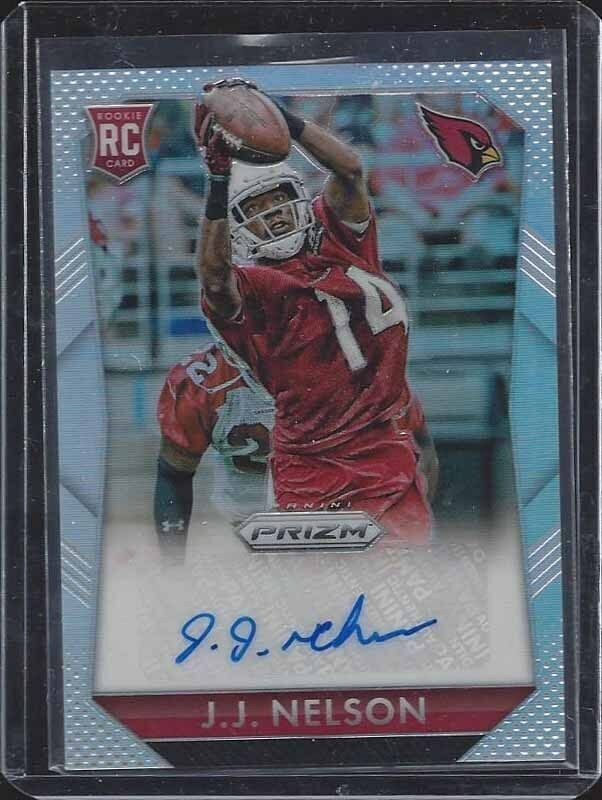 J.J. NELSON 2015 PANINI PRIZM REFRACTOR PRIZMS CARDINALS ROOKIE AUTO RC #D /350