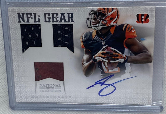 MOHAMED SANU 2012 PANINI NATIONAL TREASURES NFL GEAR TRIPLE JERSEY AUTO RC /25