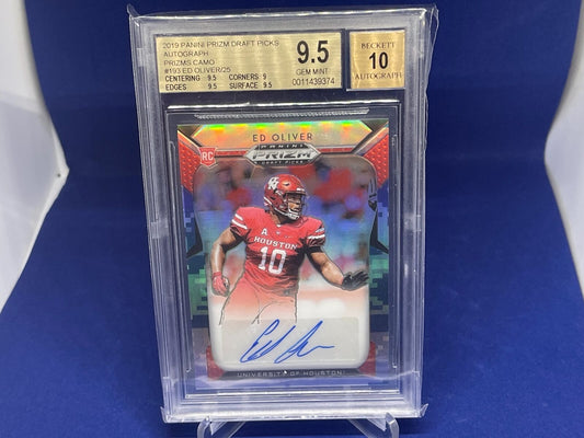 ED OLIVER 2019 PANINI PRIZM CAMO PRIZM AUTO RC #D 14/25 BGS 9.5 W/ 10 AUTO GEM