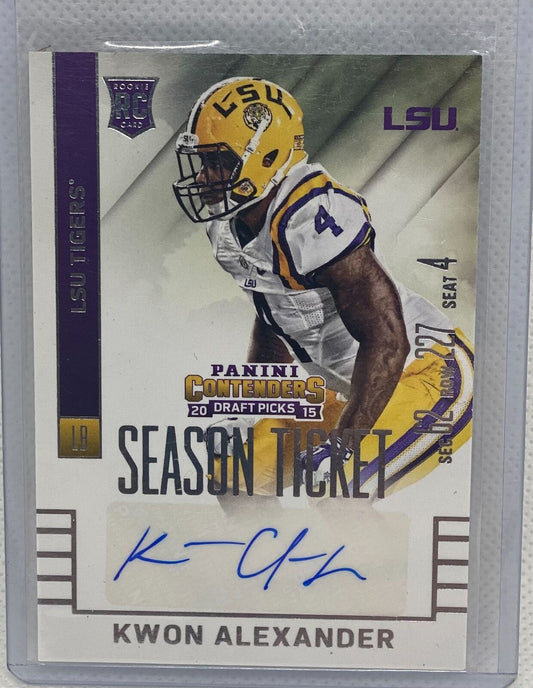 KWON ALEXANDER 2015 PANINI CONTENDERS DRAFT PICKS SEASON TICKET AUTO RC #250