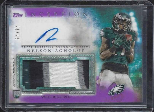 NELSON AGHOLOR 2015 TOPPS INCEPTION PURPLE RPA 4 COLOR ROOKIE PATCH AUTO RC /75