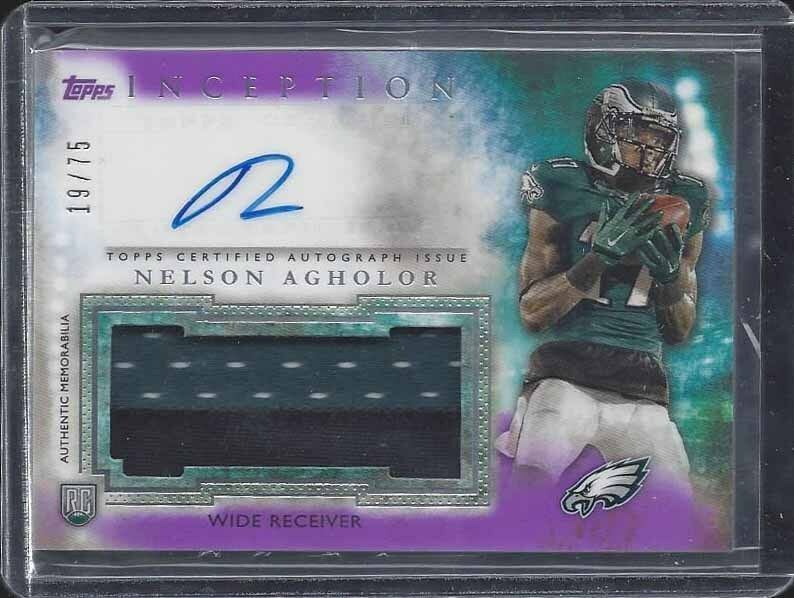 NELSON AGHOLOR 2015 TOPPS INCEPTION PURPLE RPA 4 COLOR ROOKIE PATCH AUTO RC /75
