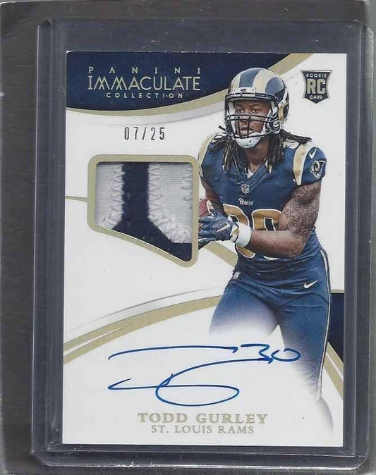TODD GURLEY 2015 PANINI IMMACULATE SILVER RPA NAMEPLATE PATCH AUTO RC #D 7/25