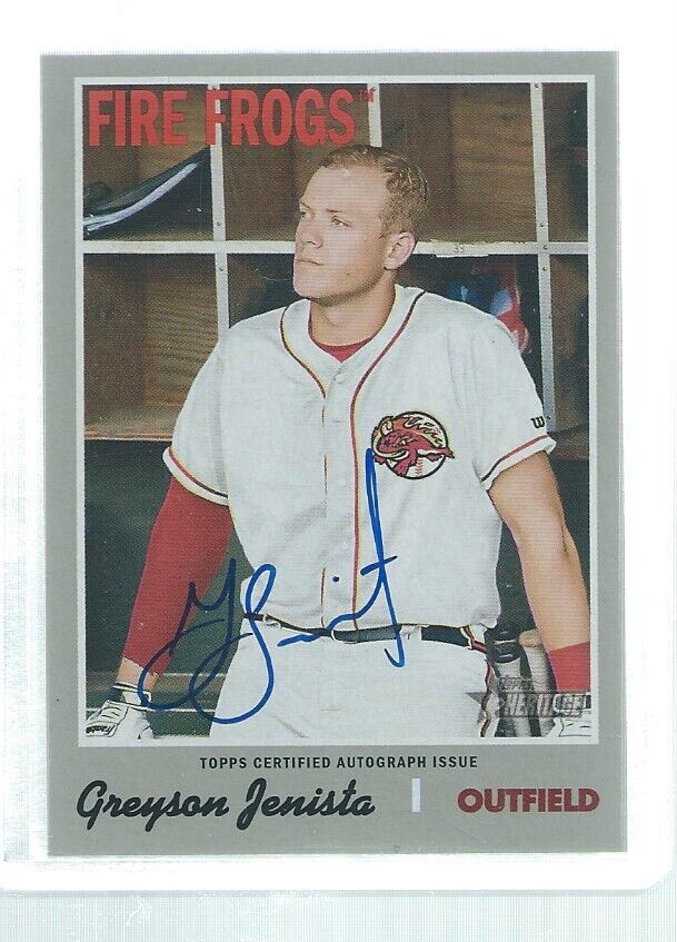 GREYSON JENISTA 2019 TOPPS HERITAGE ON CARD AUTO PROSPECT