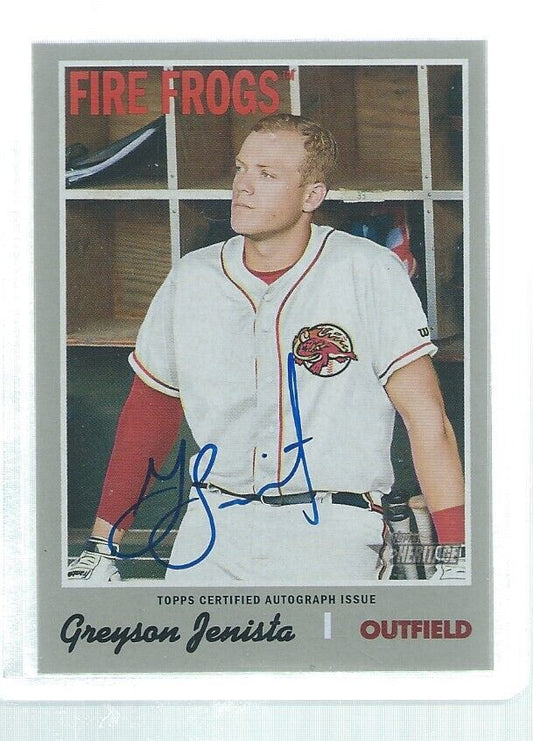 GREYSON JENISTA 2019 TOPPS HERITAGE ON CARD AUTO PROSPECT