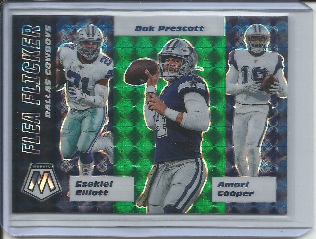 ELLIOTT PRESCOTT COOPER 2019-20 PANINI MOSAIC FLEA FLICKER GREEN PRIZM COWBOYS