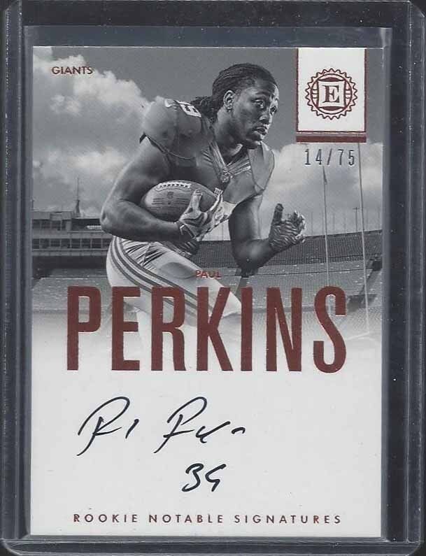PAUL PERKINS 2016 PANINI ENCASED NOTABLE SIGNATURES ON CARD AUTO RC #D 14/75