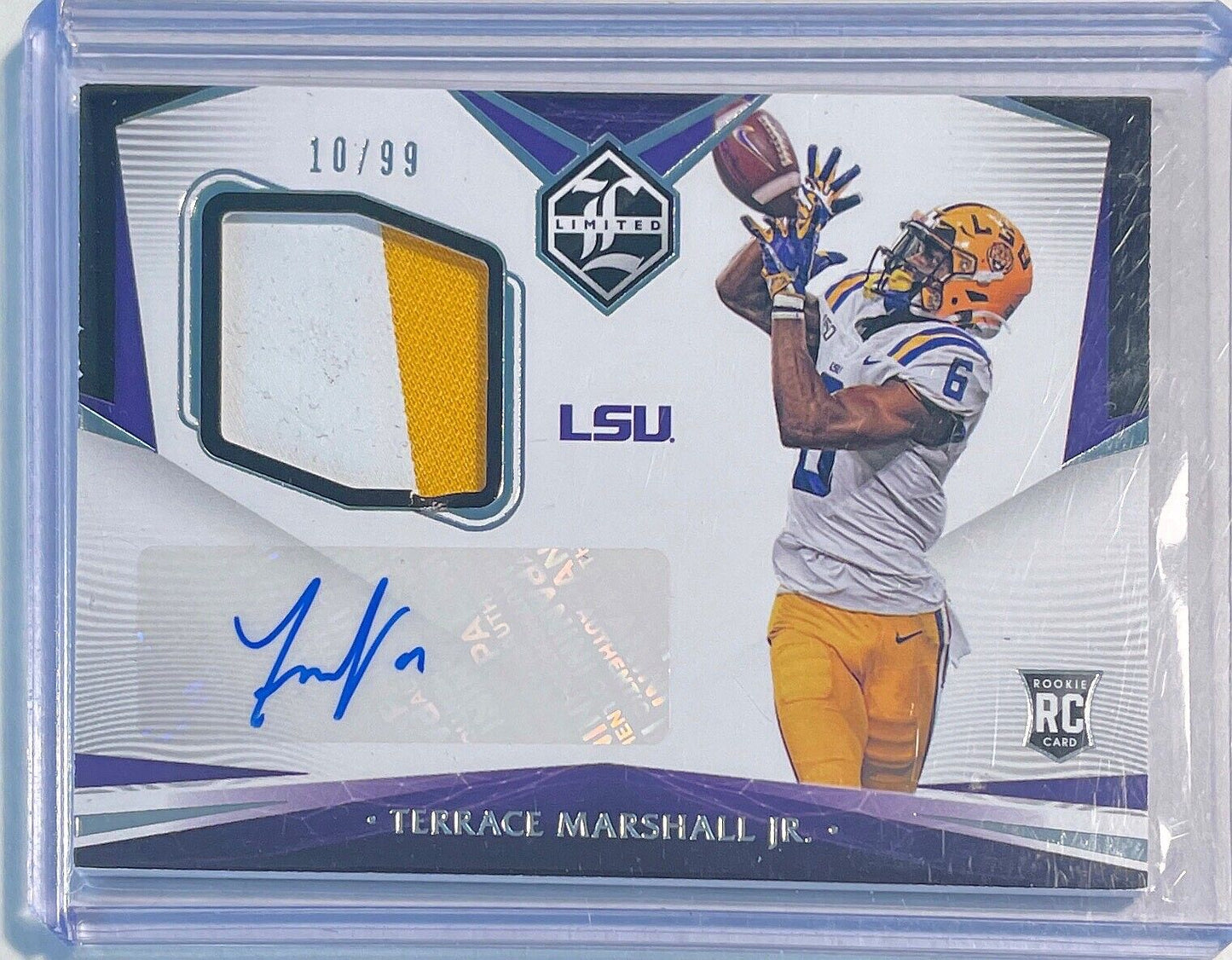 TERRACE MARSHALL JR 2021 PANINI CHRONICLES LIMITED PATCH AUTO ROOKIE RC #D 10/99
